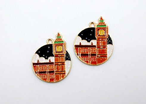 Citadel Charm, 29mm x 23mm, Gold Plated, Sold As 2 Pieces.